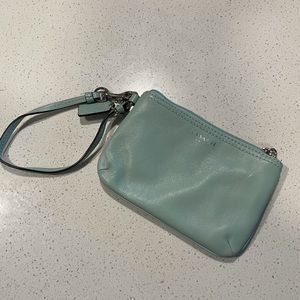 Coach mint green wristlet